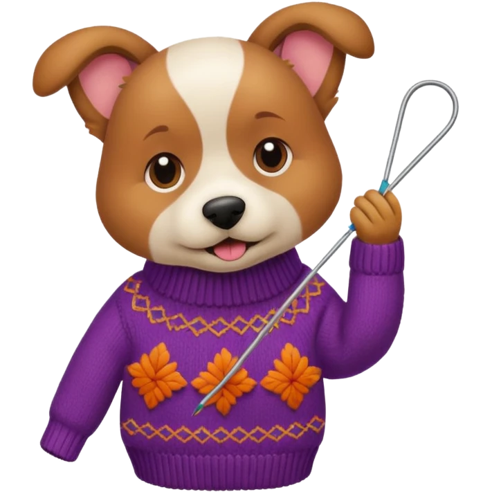 dog knitting a sweater emoji