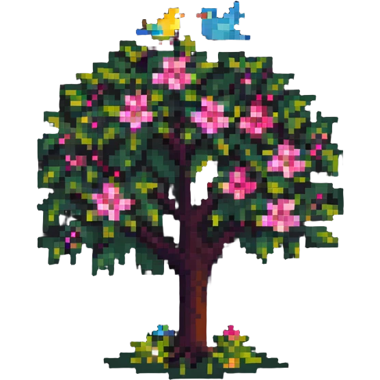 blooming tree with birds emoji