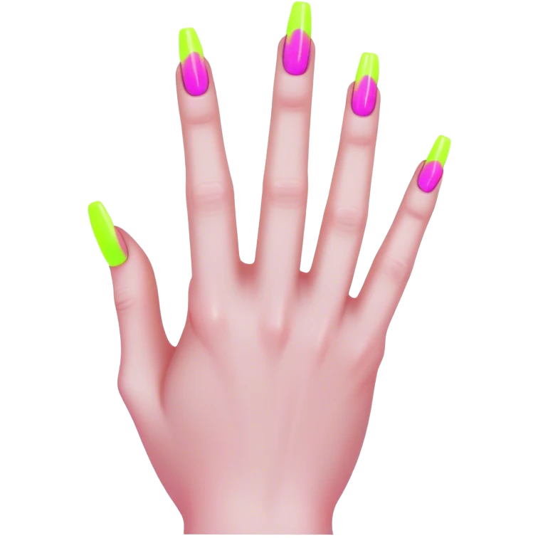 cyberpunk style neon middle finger with long neon nails emoji