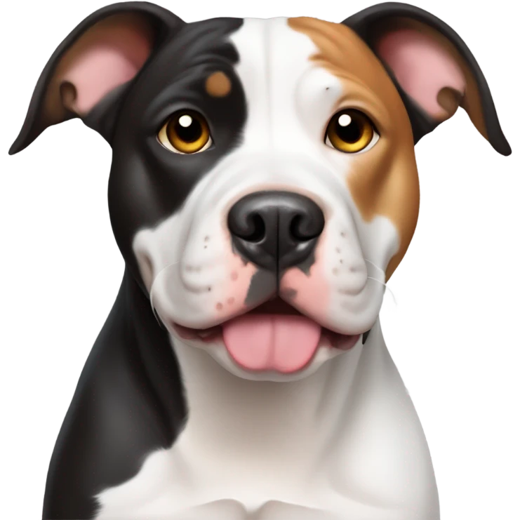 Black and white pitbull with beagle ears emoji