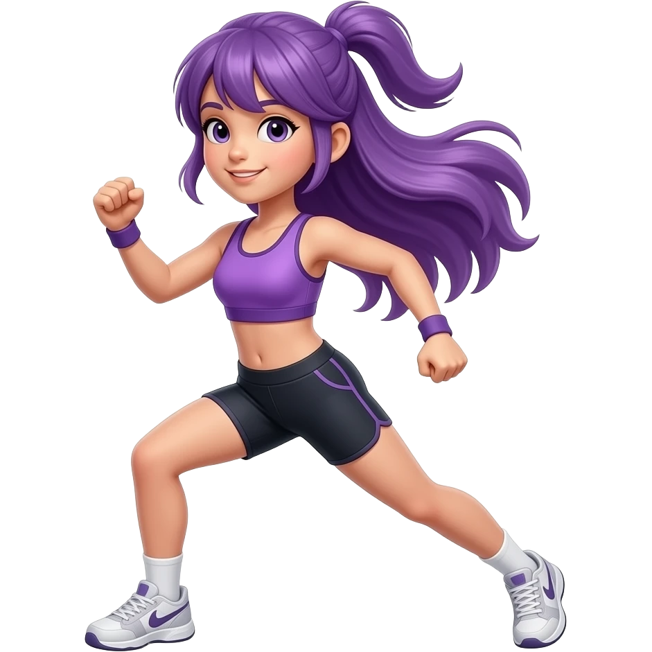 GIRL WITH LONG PURPLE HAIR IS DOING SPORT emoji