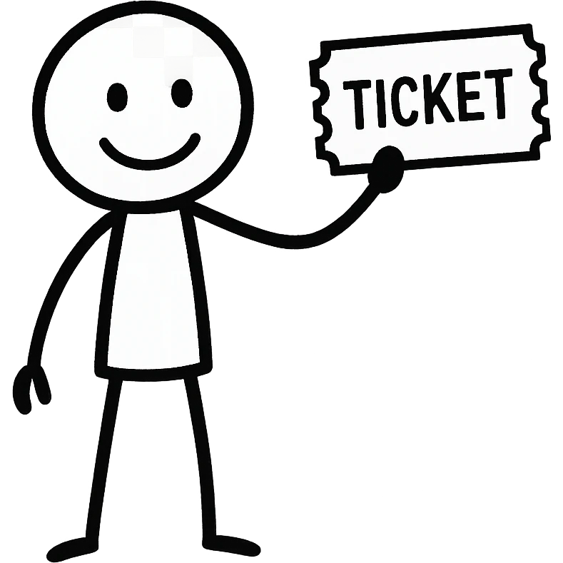 stickman holding a ticket in hand emoji