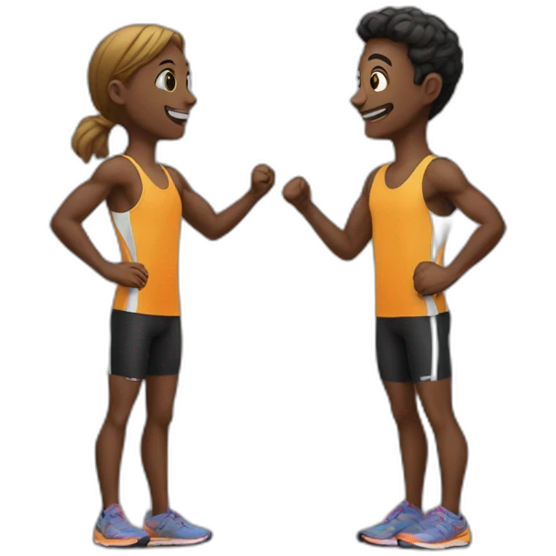 talk between two runner emoji