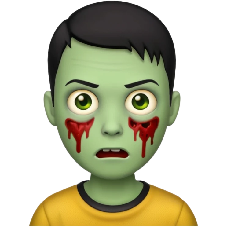 zombie emoji with buzz cut black hair and  emoji