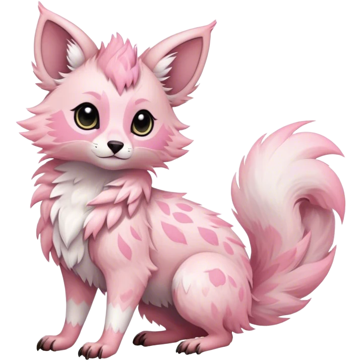 Feral Rare Fantasy cute pastel pink Vernid-Trico-species by LiLaiRa, random markings, tufted ears, full body emoji