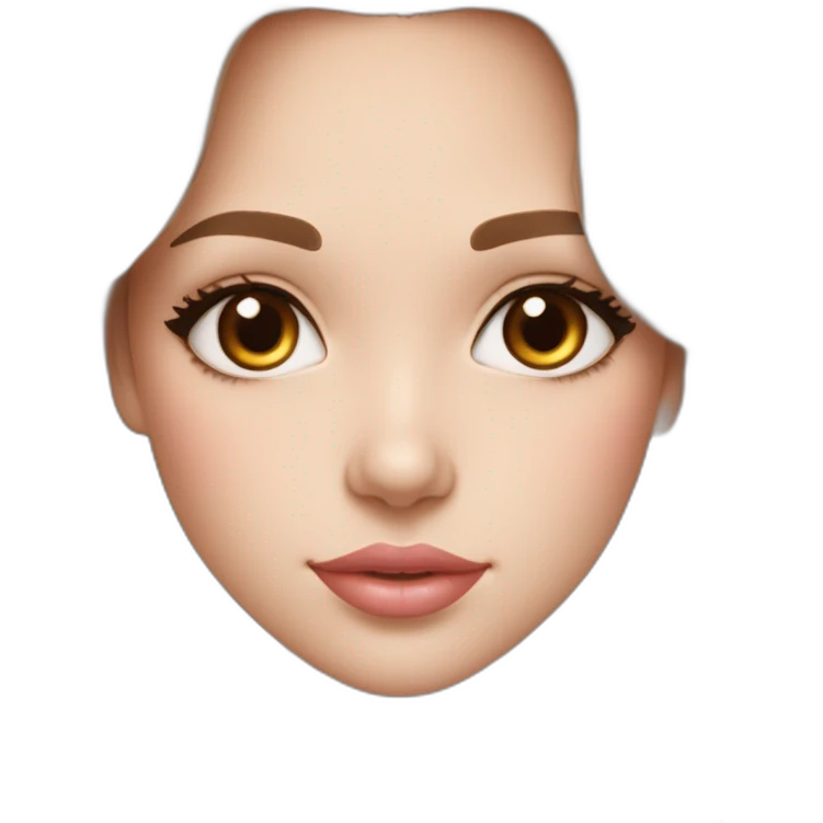 the white skin girl with brown eyes, balayage long hair color, peach color (pink) lip and chest (1 girl) emoji