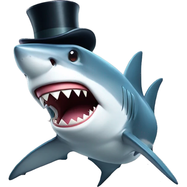 Shark with a top hat emoji