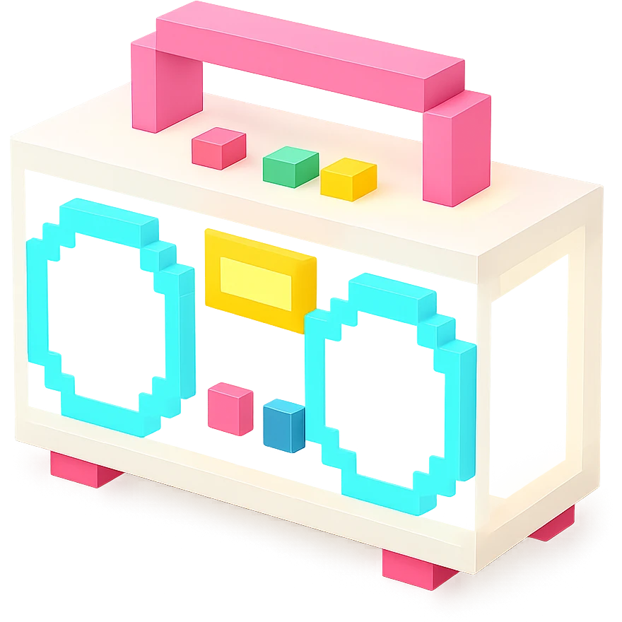 сделай белый святящейся бумбокс, no background emoji