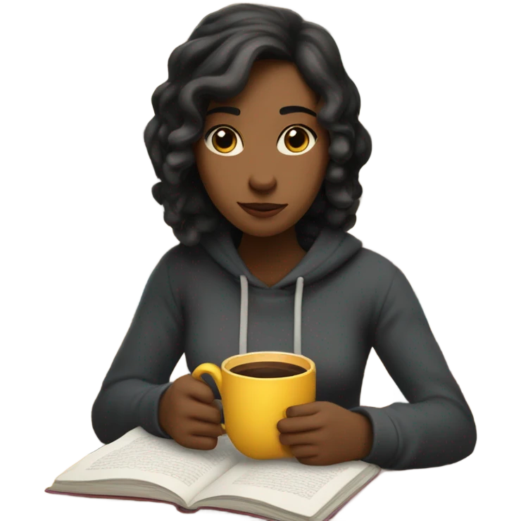 bored girl with coffe and books  emoji