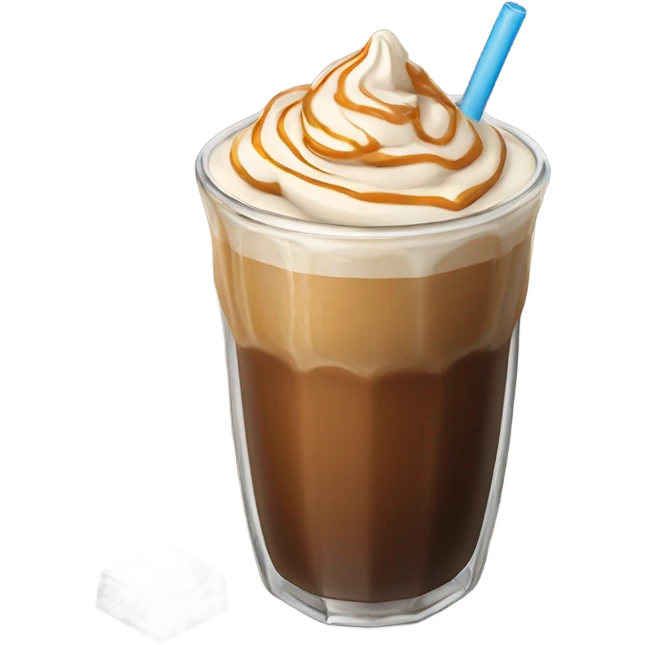caramel coffee next to a chocolate iced coffee  emoji