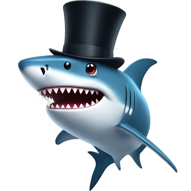 Shark with a top hat emoji