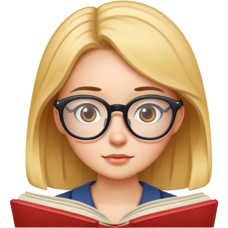 Girl with glasses focused on reading a storybook emoji