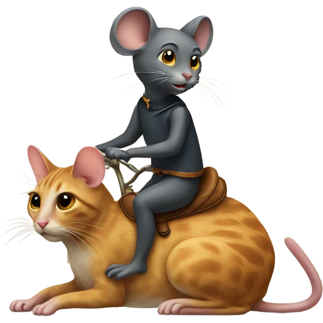 Mouse riding cat emoji