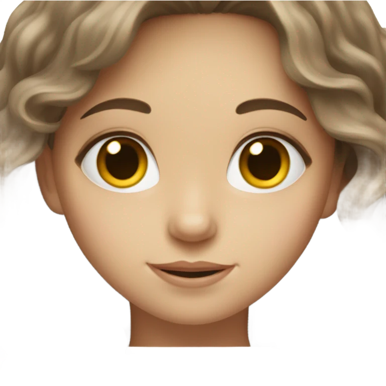 Pale brunette girl with hazel eyes and wavy hair emoji