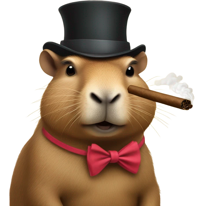 Capybara smoking with bow on head emoji