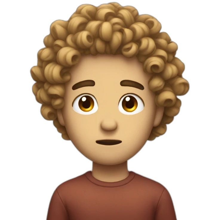His hair is curly and sad emoji