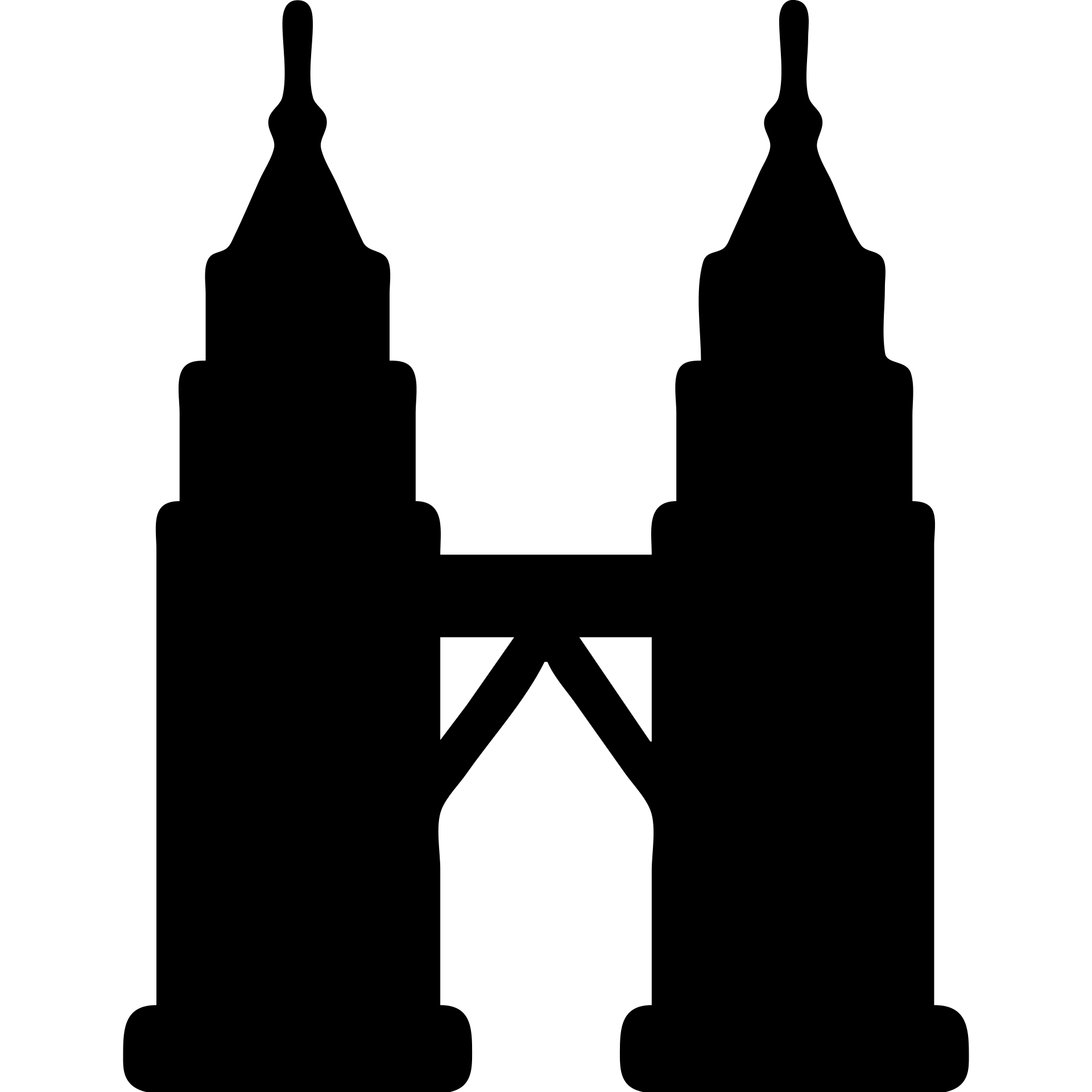 minimalist solid icon of the Petronas Towers, straight-on view emoji