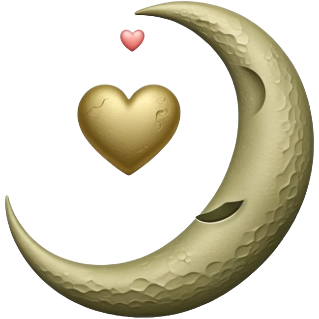 khaki crescent moon with a small heart emoji