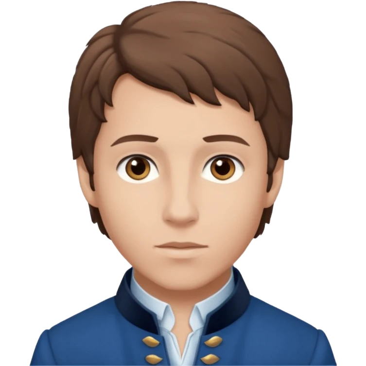 Marius From Les Miserables with light skin, brown eyes, Brown Hair, blue outfit emoji