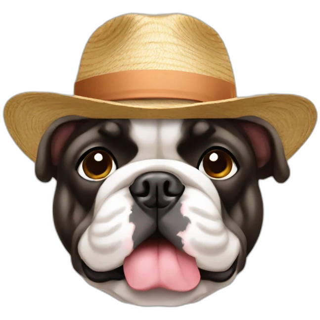 Bouledogue français avec un chapeau emoji