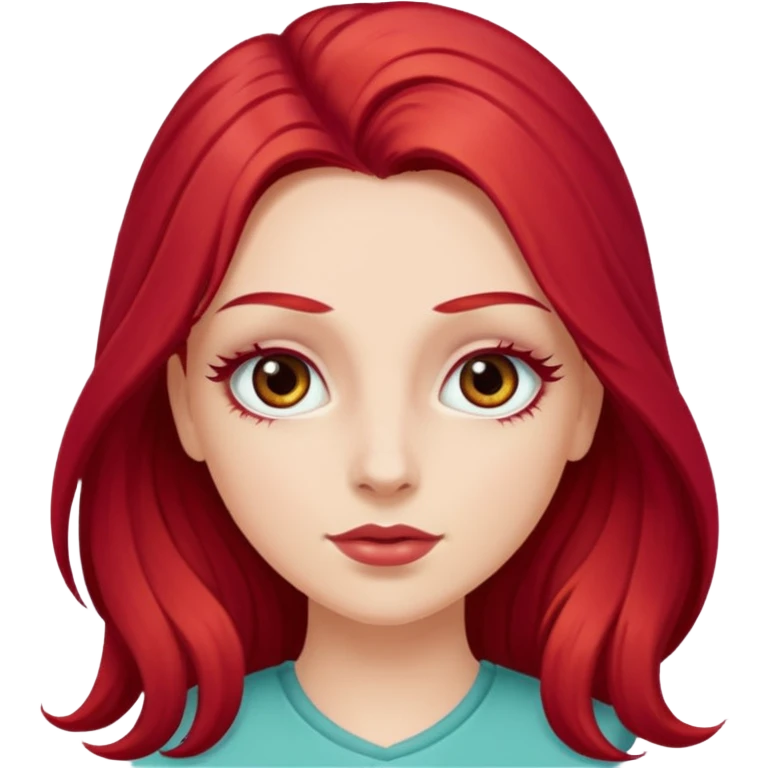 Chica blanca pestañas largas cabello largo cherry red emoji
