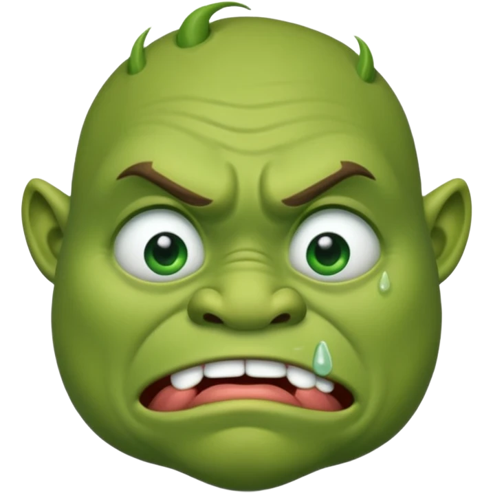 An oger is crying with tears in his eyes emoji