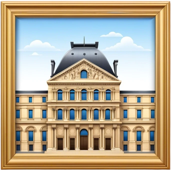 Cinematic Realistic Louvre Museum Landmark Emoji, depicted with the historic museum facade and glass pyramid rendered with lifelike detail and elegant, ambient lighting. emoji