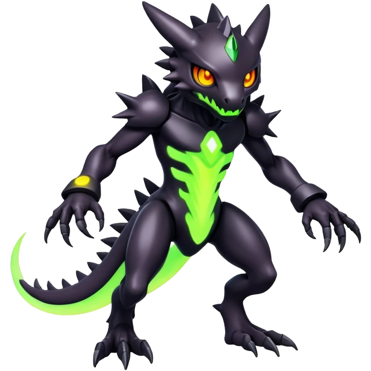futuristic dark shadowy evil neon-glowing warm-colored Fakémon-Digimon-hybrid-creature (full body) emoji