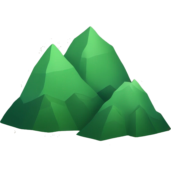 Create a graphic of three green mountains with varying shades and heights emoji