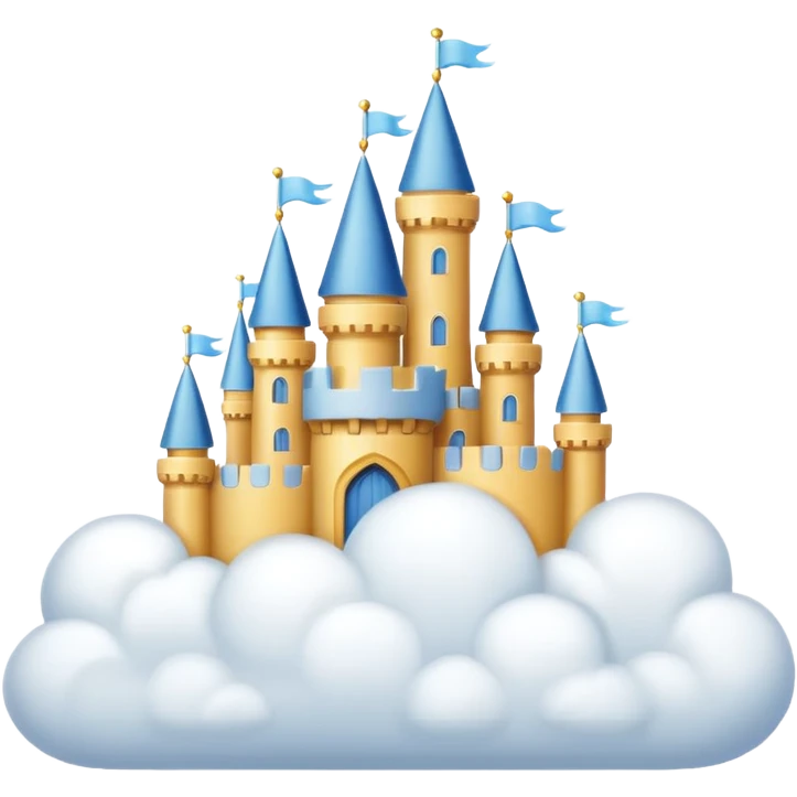 Cloud Castle – White castle resting on fluffy clouds emoji