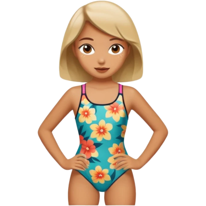 Retro swimsuit with girl emoji