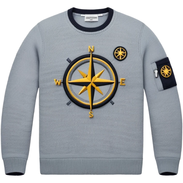 Stone Island sweater with compass logo patch emoji