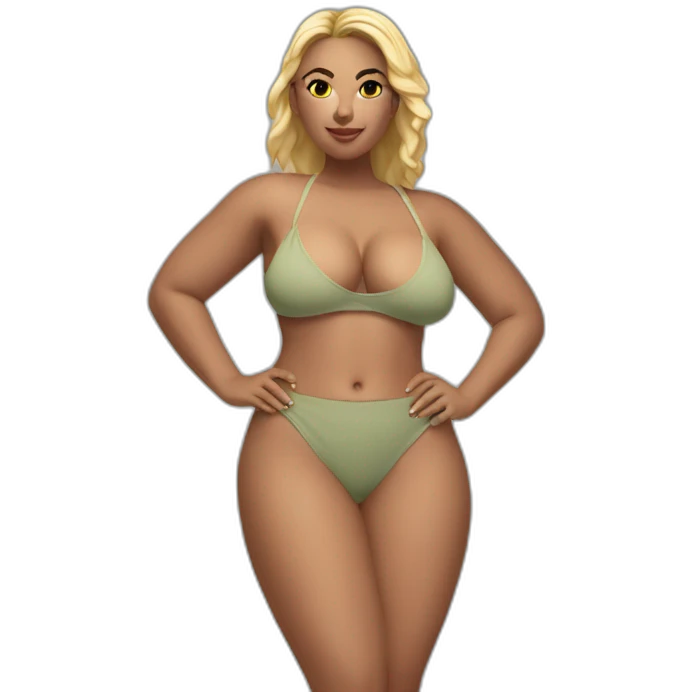 Slim-thicc Caucasian woman small bikini pose (beach body) emoji
