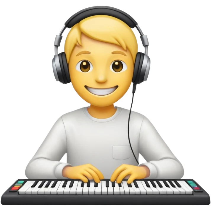 Smiley with headphones and keyboard  emoji