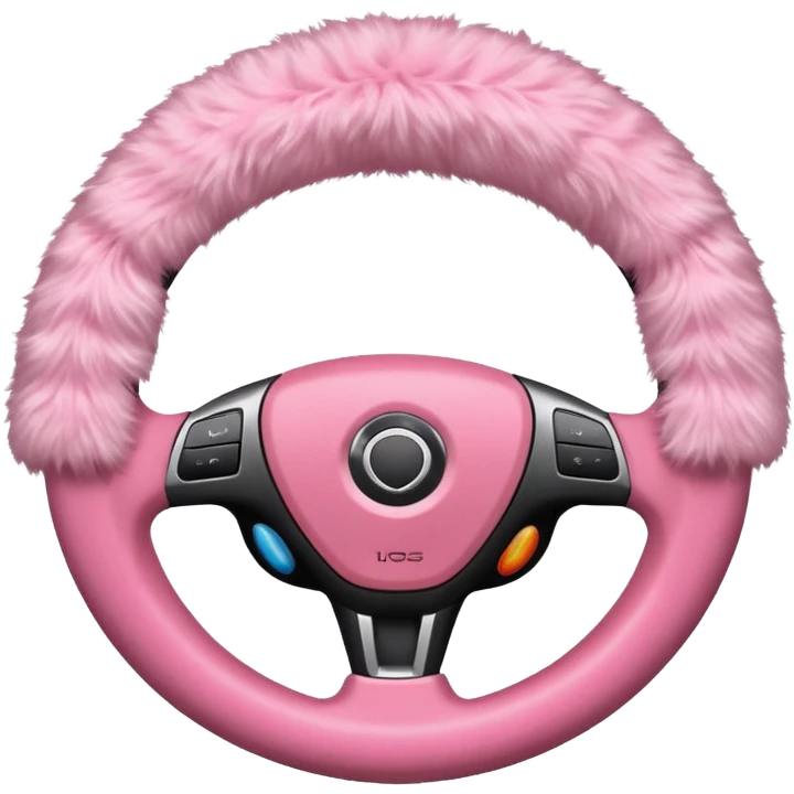 steering wheel with fluffy pink cover emoji