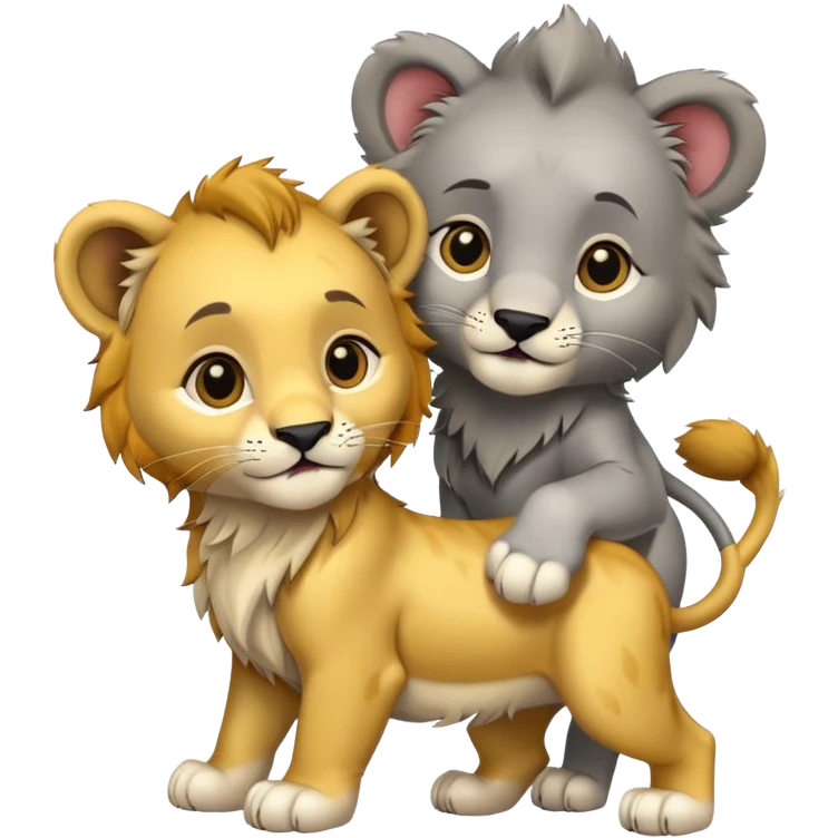 Lion cub between Wolf cub emoji