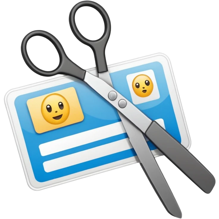 Scissors cutting ID card in half emoji