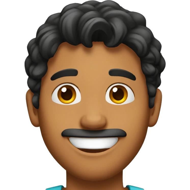 indian guy fair but tanned skin, black hair smiling with wavy hair  emoji