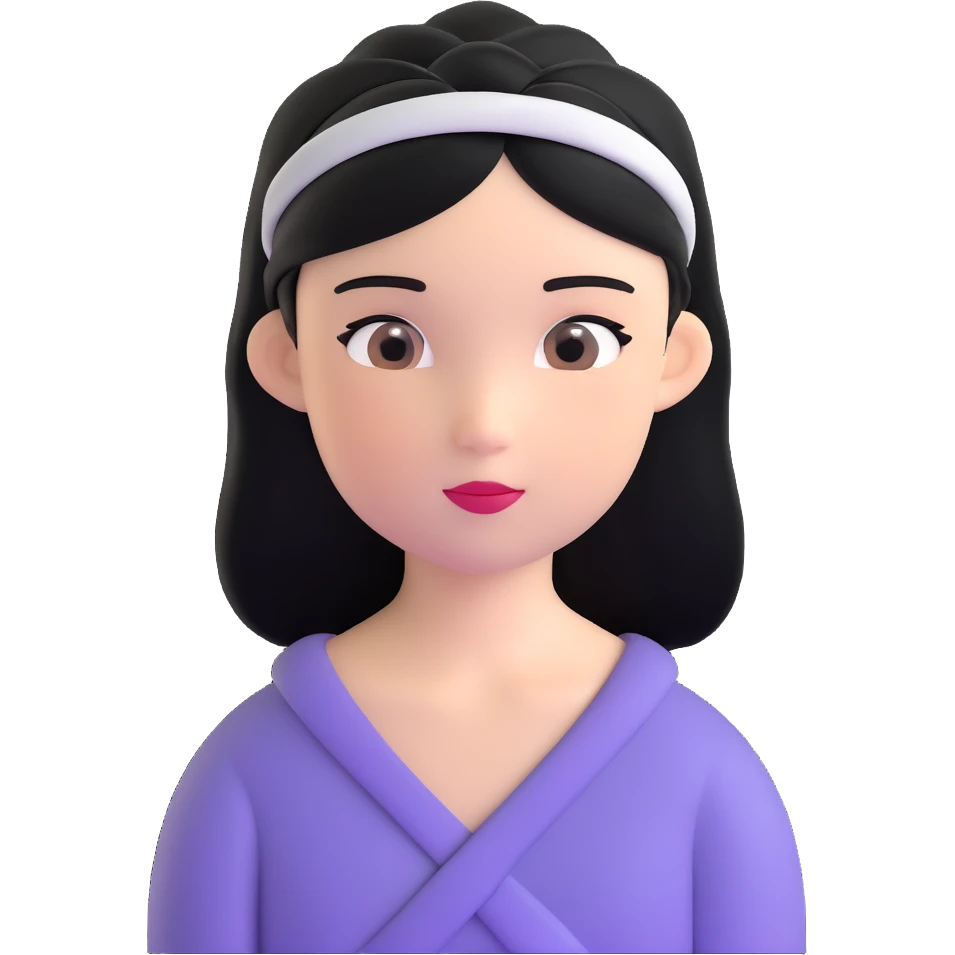 pretty girl with straight black hair, wearing a headband emoji