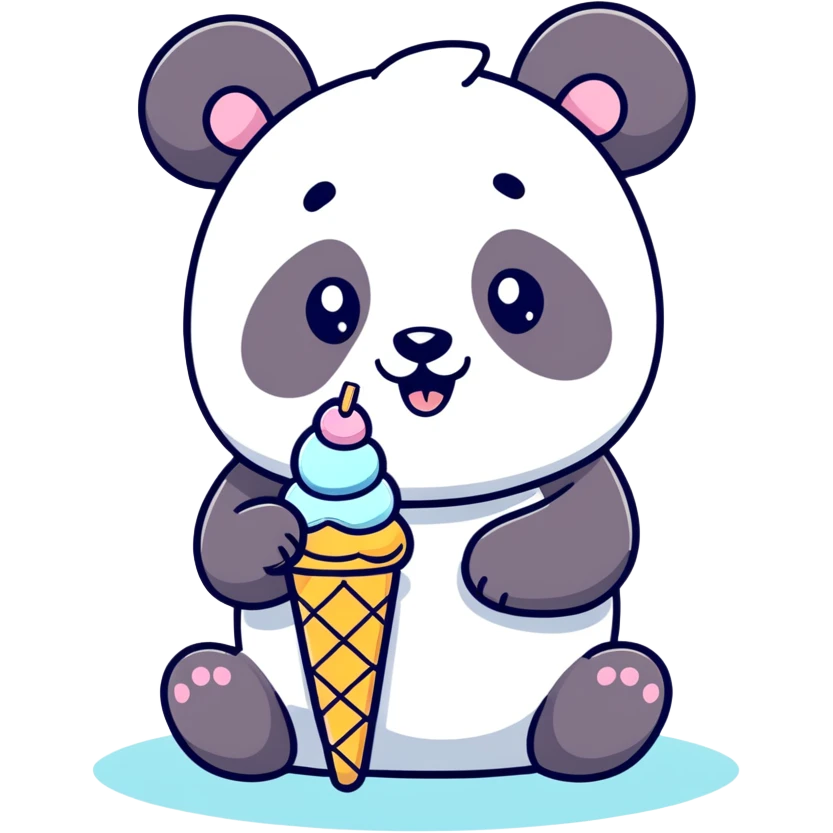 Panda eating ice cream emoji