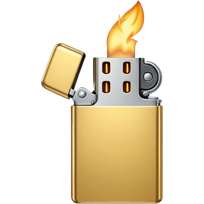 emoji icon of a golden metallic lighter minimalist white background emoji