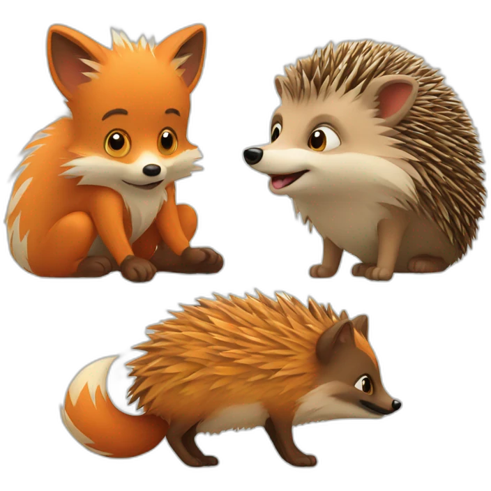 Hedgehog and fox emoji