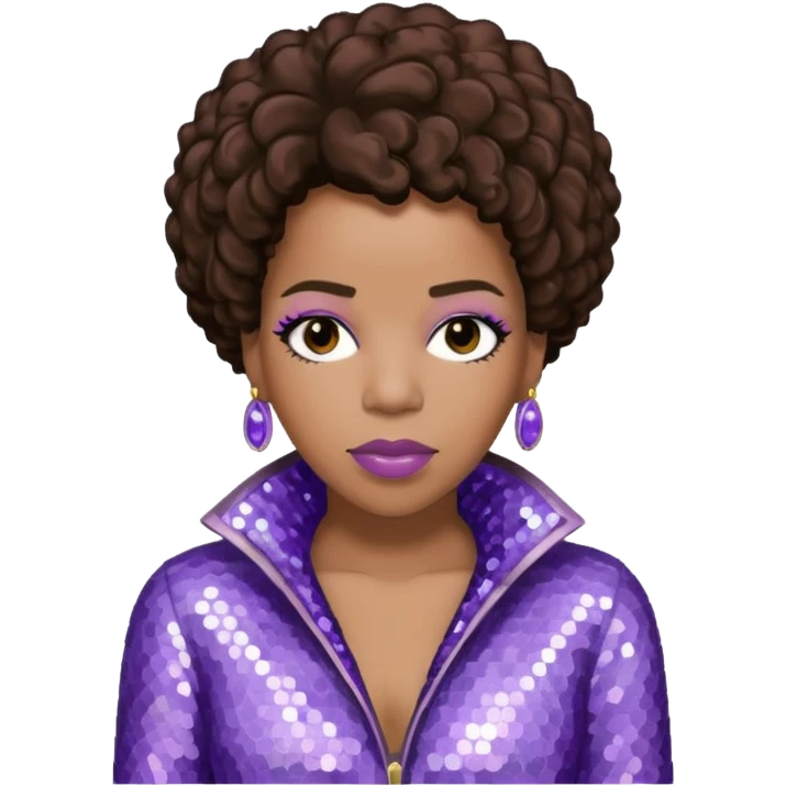 Macy Gray from Mary Mary with dark brown hair, pale lavender sequin outfit emoji