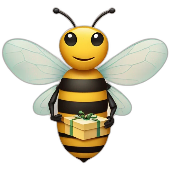 Bee with a gift box on his hands  emoji