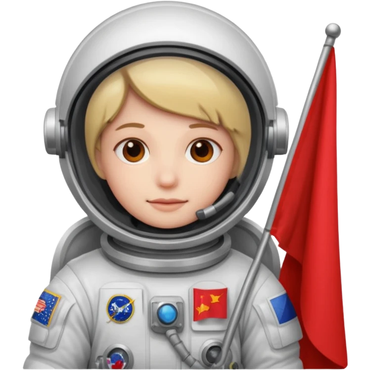 astronaut with red flag in hand emoji
