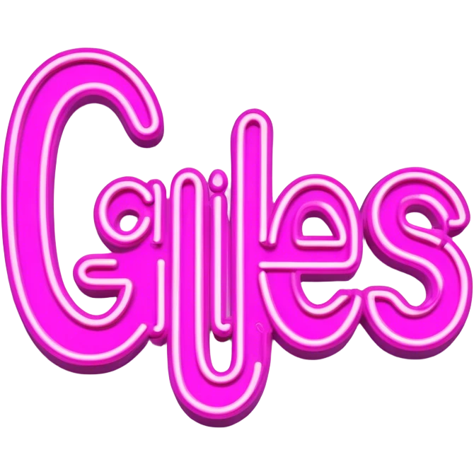 Pink neon sign with the word Giles emoji