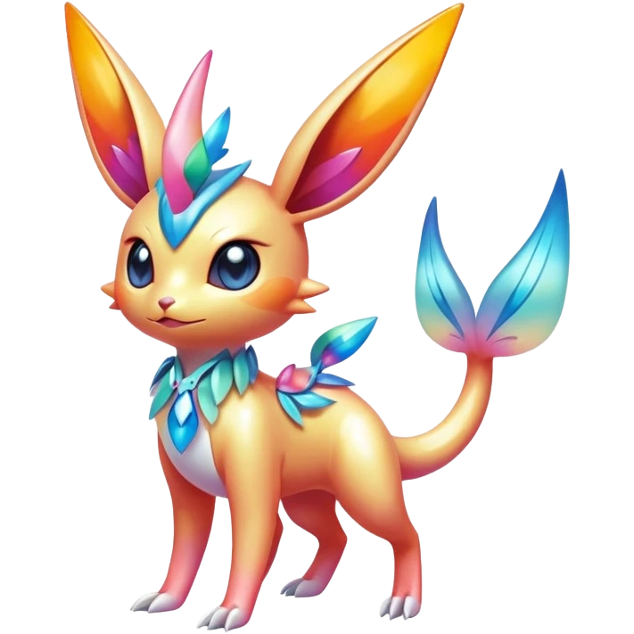 Colorful Shiny Exotic Victini-Salandit-Aurorus-Sylveon-Fakémon-hybrid-creature (full body)  emoji