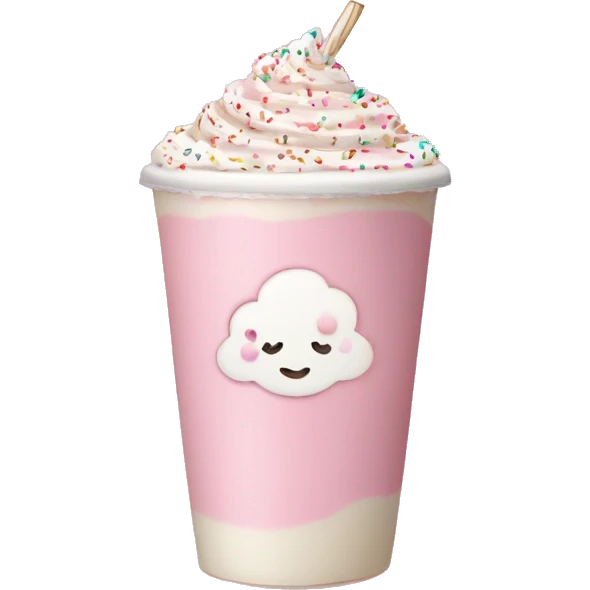 Light pink latte with sprinkles tied with a bow emoji