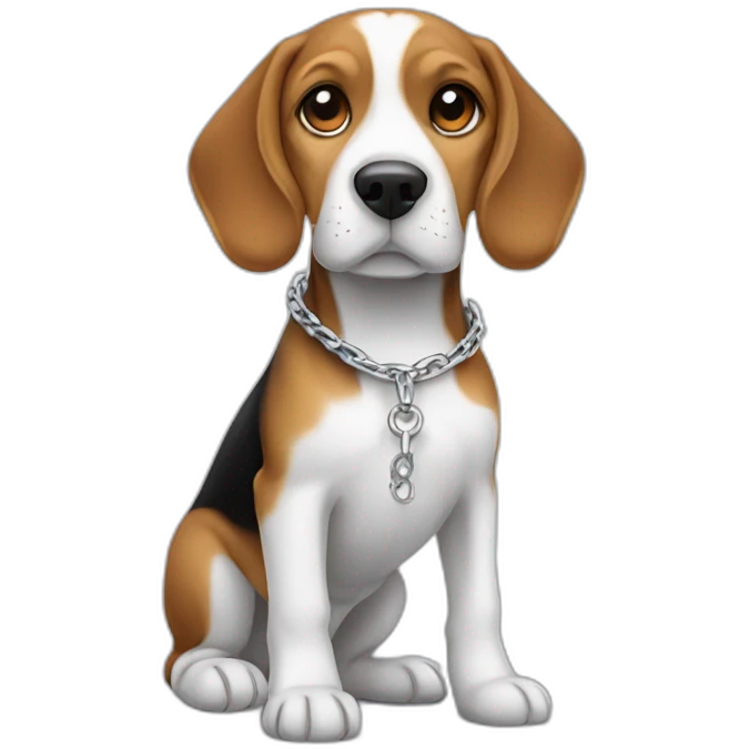 beagle dog with a silver chain on emoji