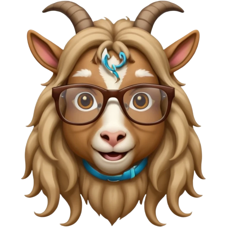 long hair goat with glasses  emoji